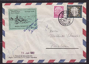 ФРГ, 1960, Ракетная почта, Виньетка, конверт прошедший почту